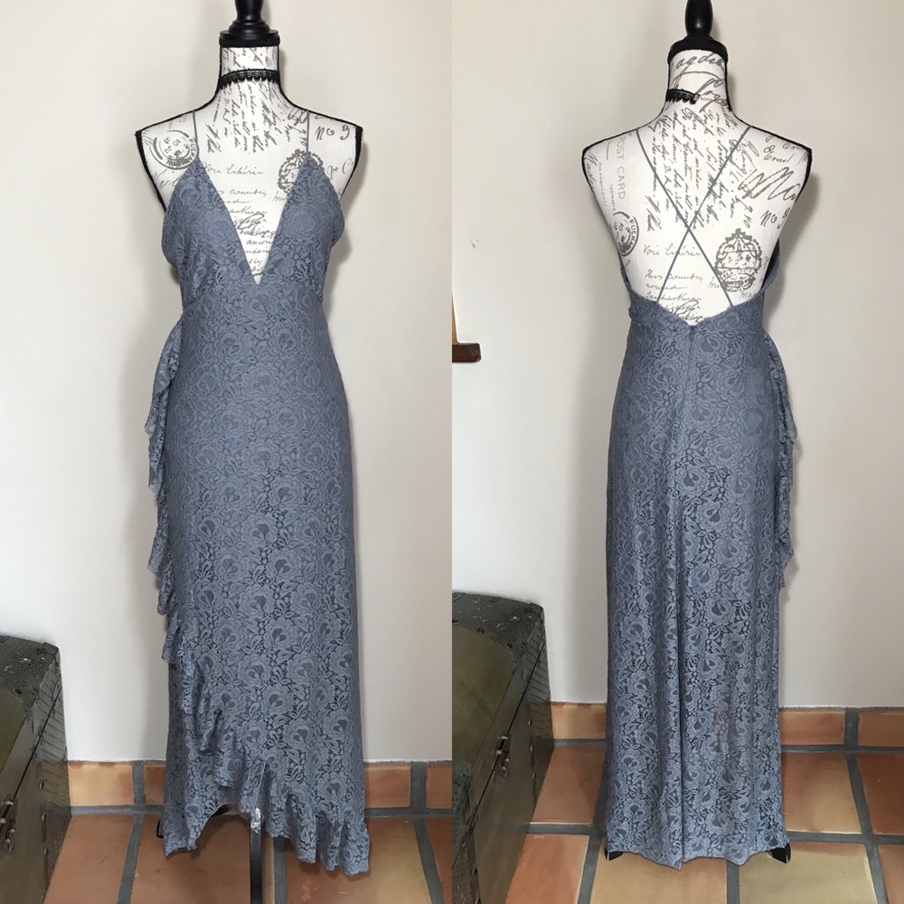 🏷Gray Lace Maxi Dress - Picture 1 of 6